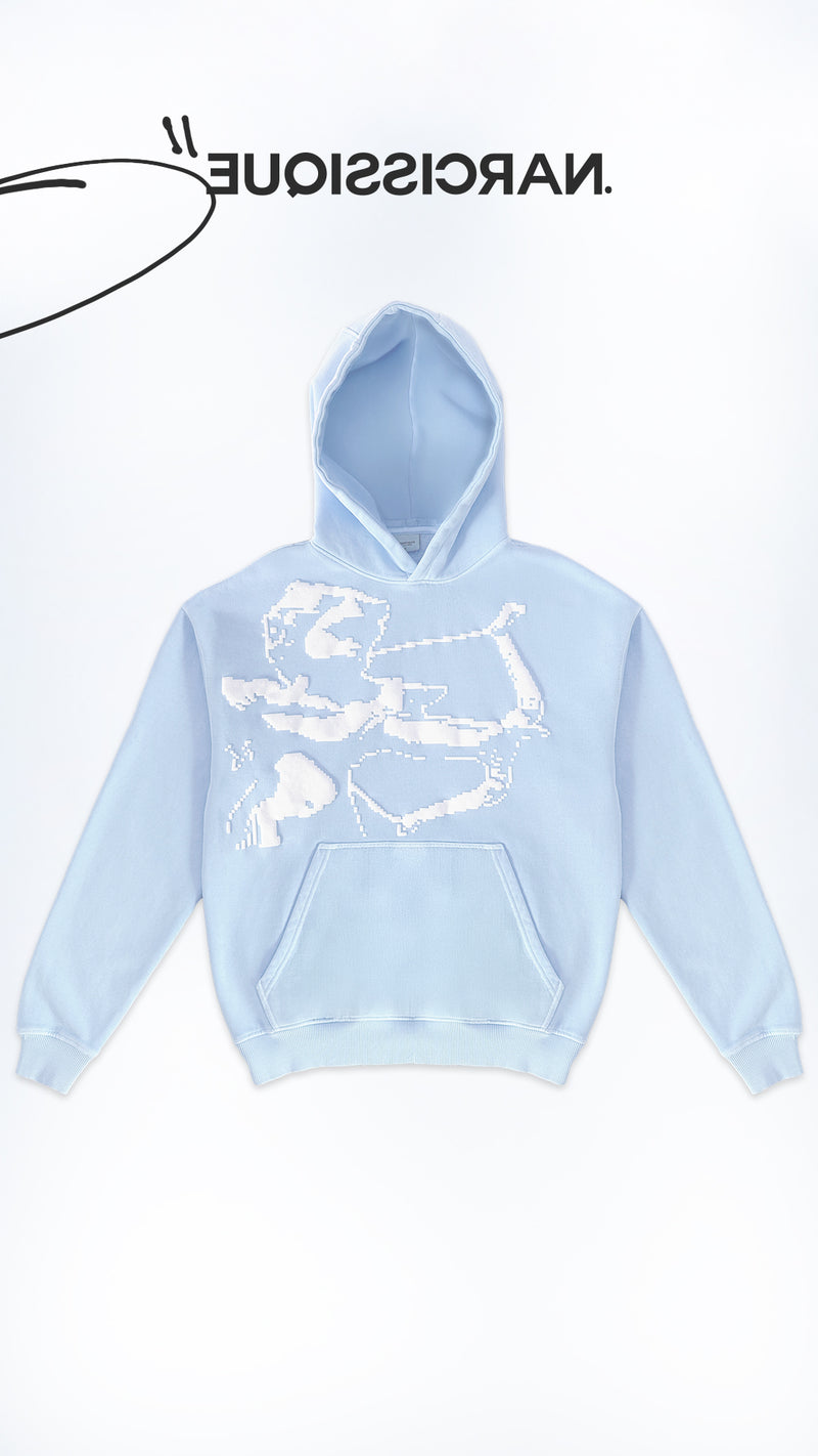 "Shoot your shot" Faded Blue Puff Hoodie