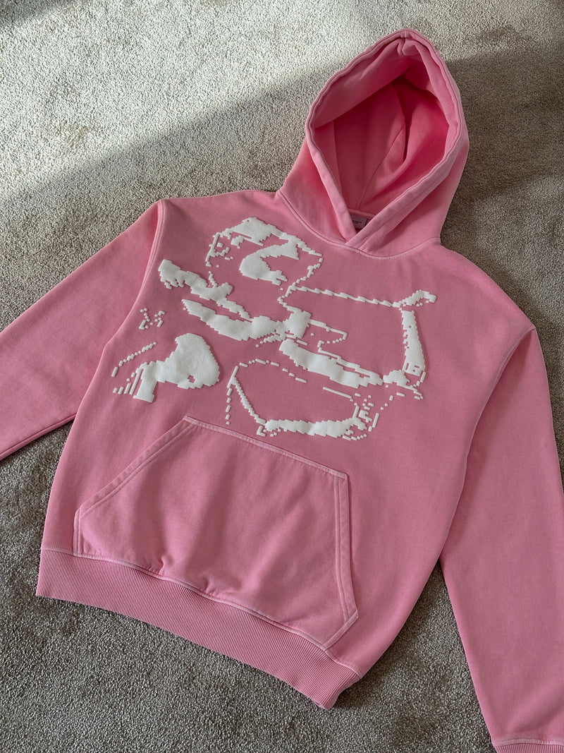 "Shoot your shot" Fade Out Pink Puff Hoodie