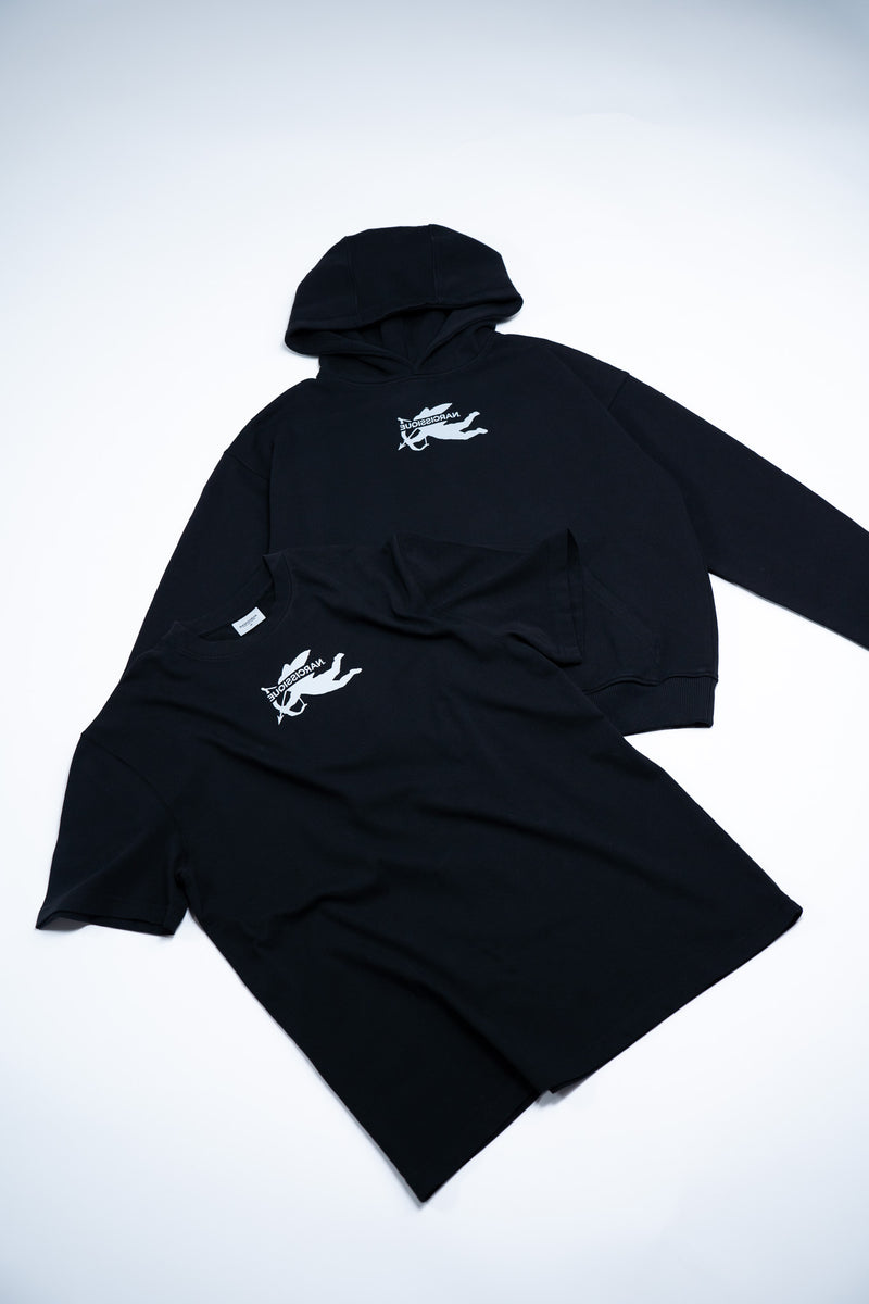 Essentiel Cut Angel Hoodie Black