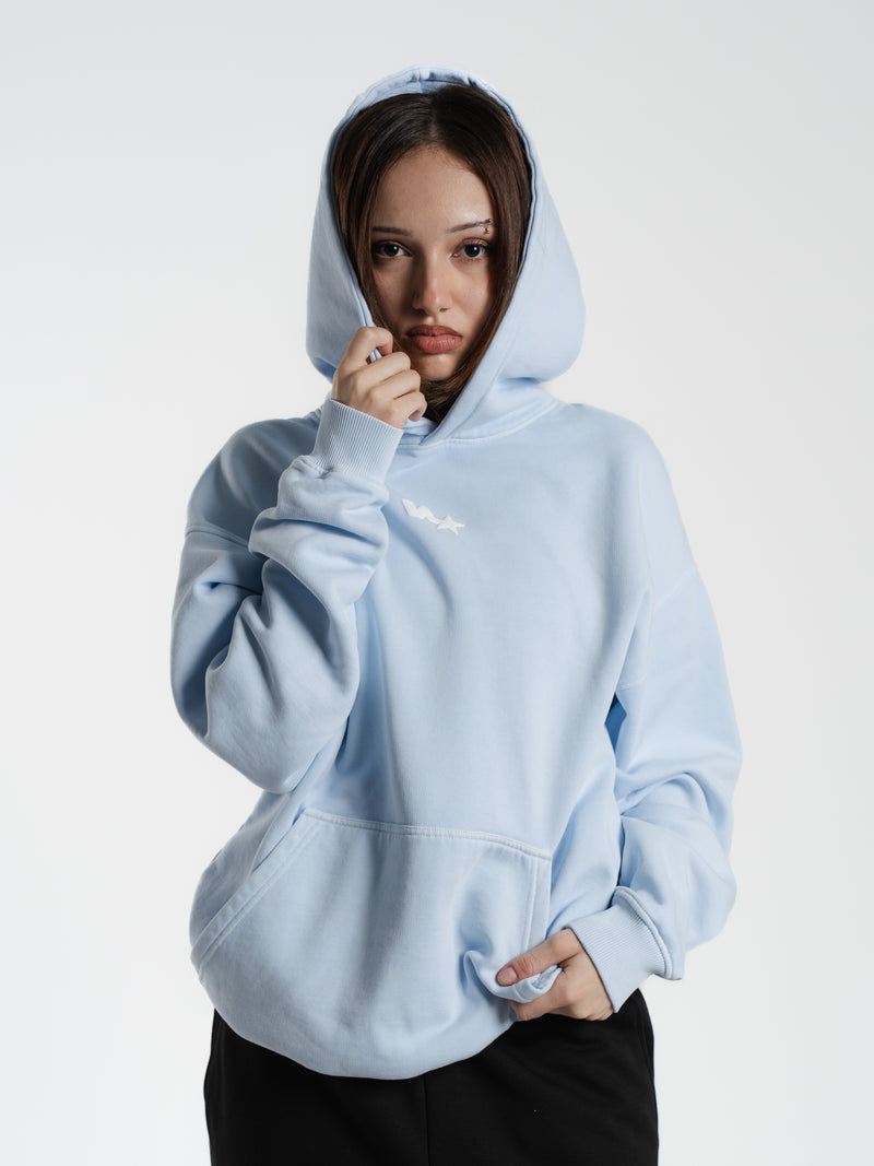 "Shoot your shot" Faded Blue Puff Hoodie