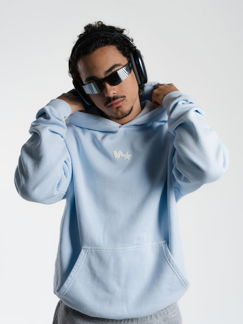 "Shoot your shot" Faded Blue Puff Hoodie