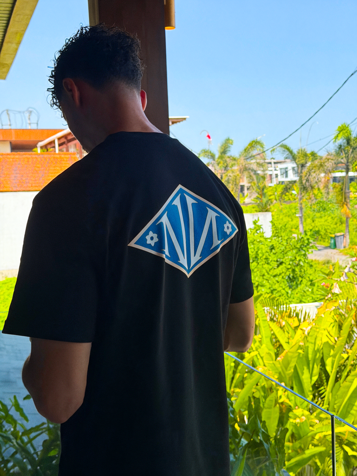 N Monogram Blue TEE BLACK