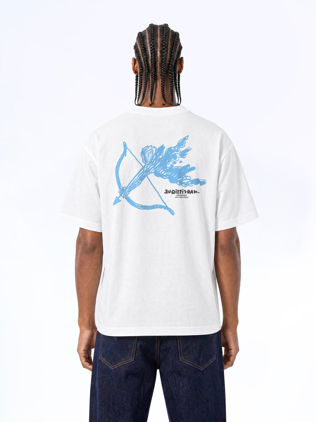 Draw Angel Blue TEE WHITE