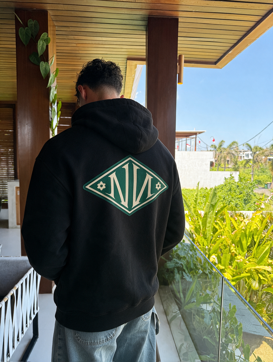 N Monogram Green Hoodie Black