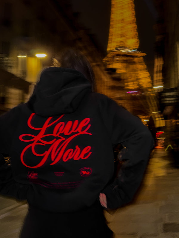 "Love More Red" Black Hoodie