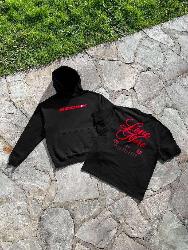 "NRCSQ RED" Black Hoodie