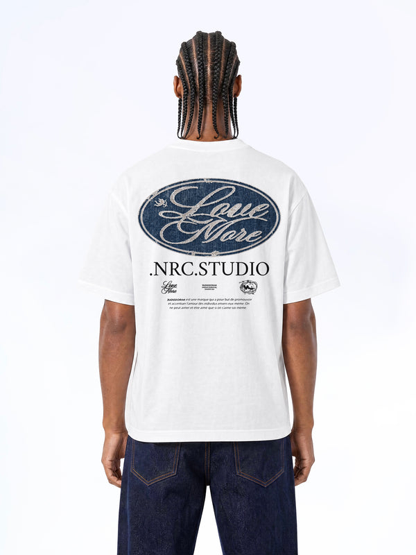 LOVE MORE PATCH JEAN TEE WHITE