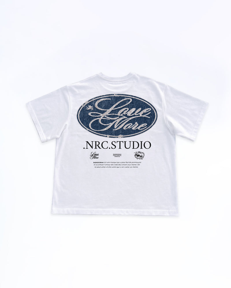 LOVE MORE PATCH JEAN TEE WHITE