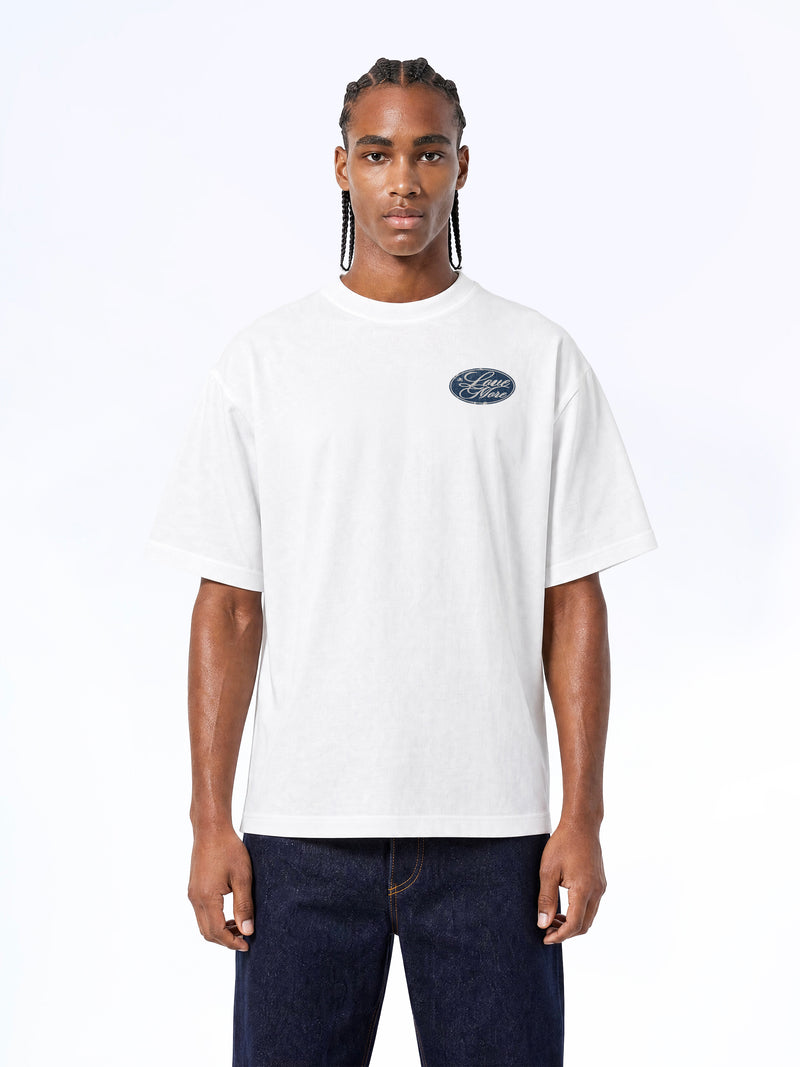 LOVE MORE PATCH JEAN TEE WHITE