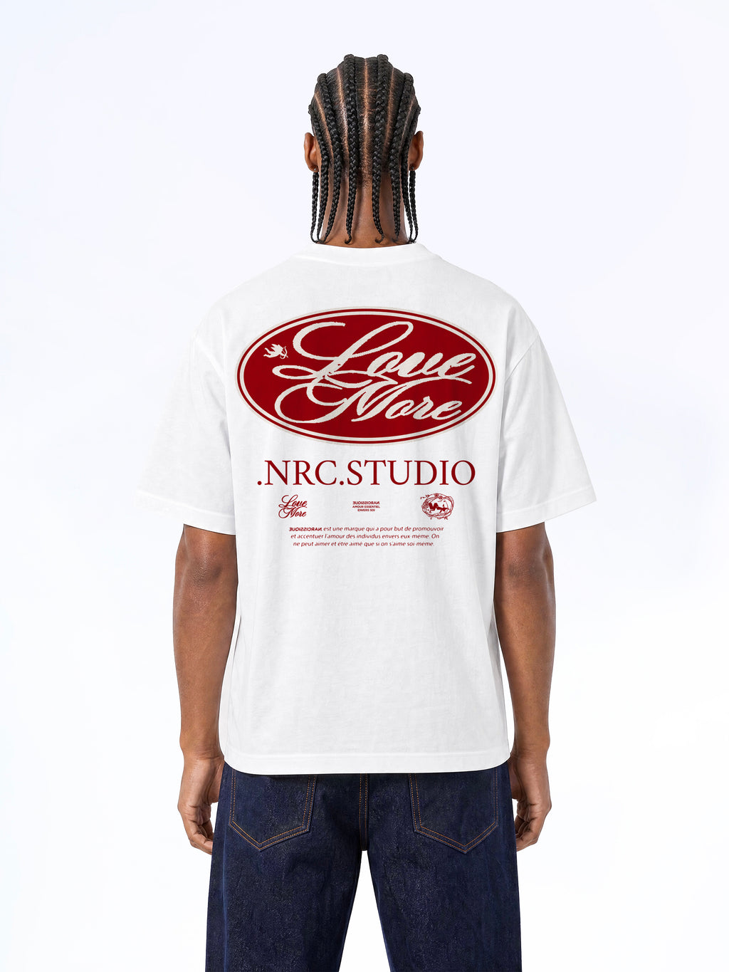 LOVE MORE PATCH RED TEE WHITE
