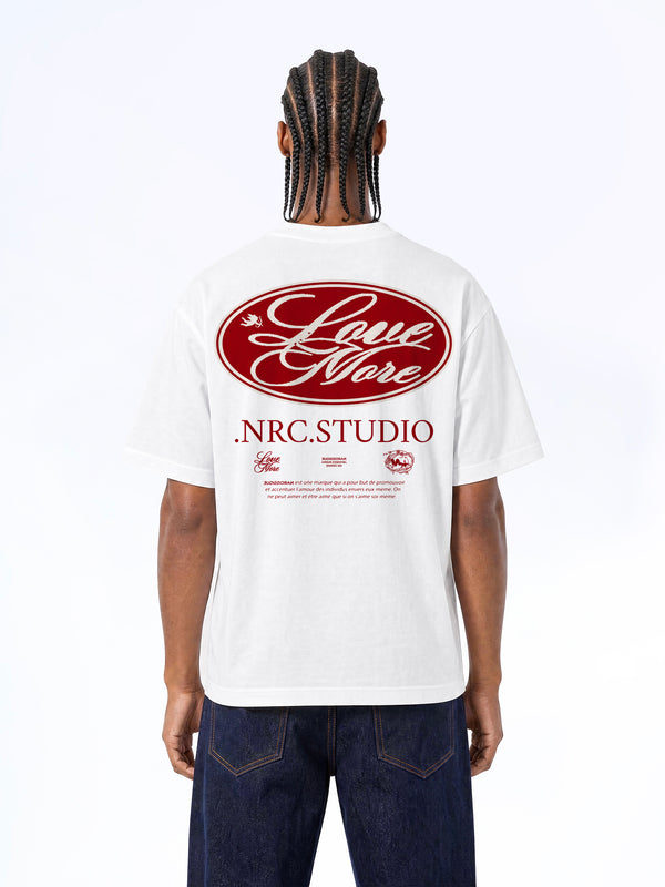 LOVE MORE PATCH RED TEE WHITE