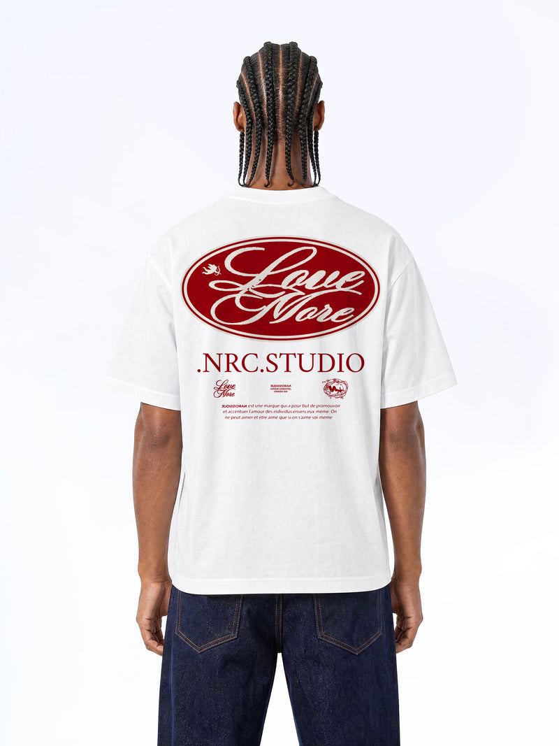 LOVE MORE PATCH RED TEE WHITE