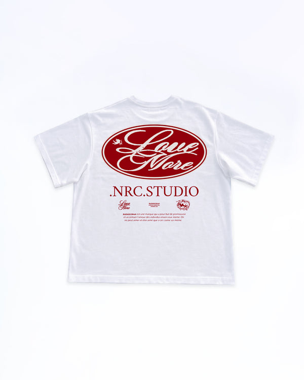 LOVE MORE PATCH RED TEE WHITE