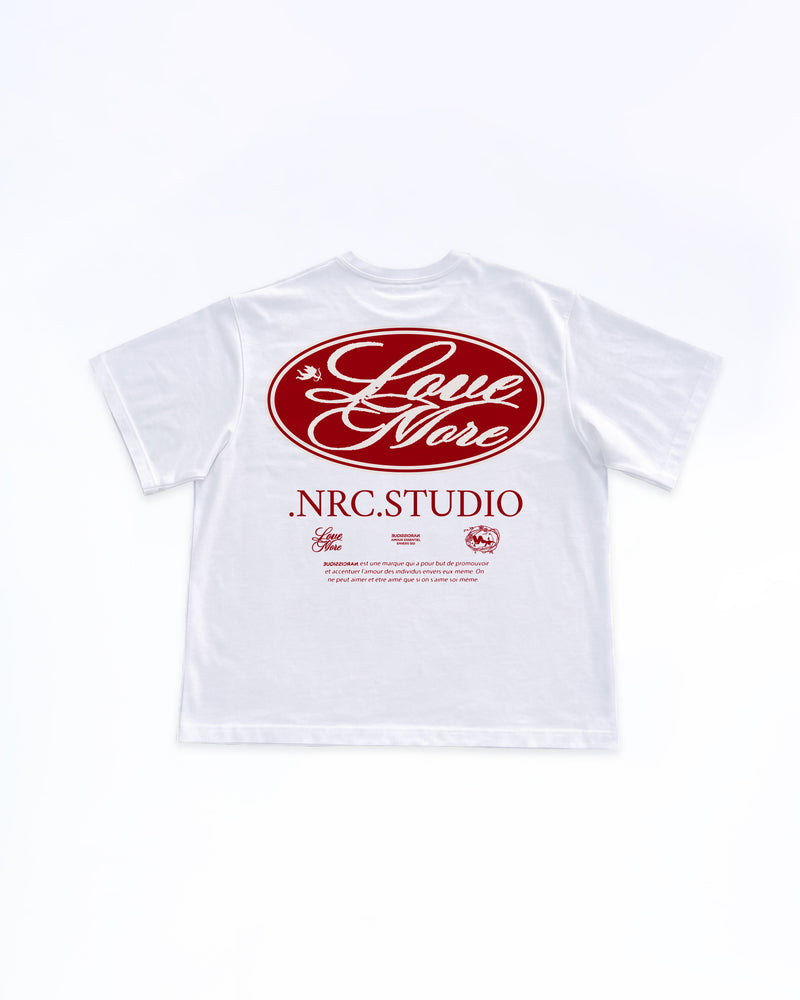 LOVE MORE PATCH RED TEE WHITE