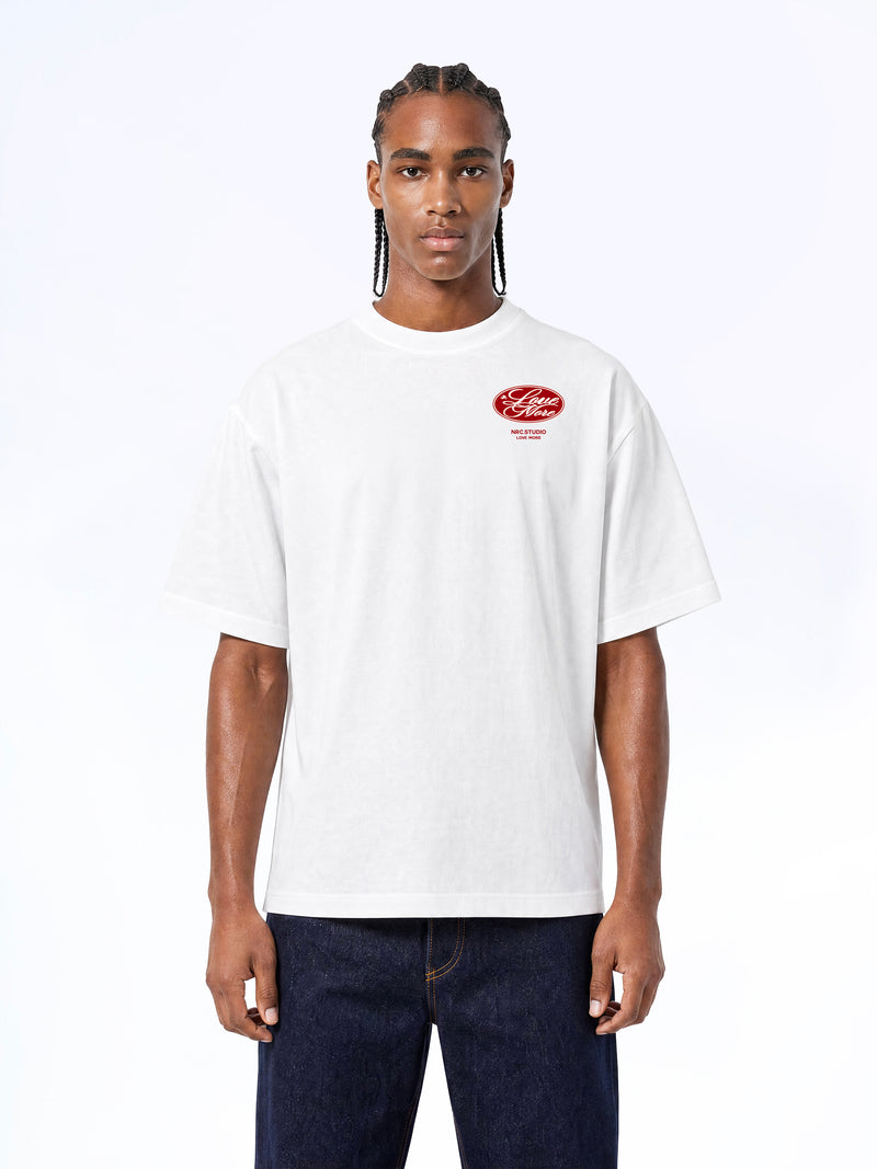 LOVE MORE PATCH RED TEE WHITE
