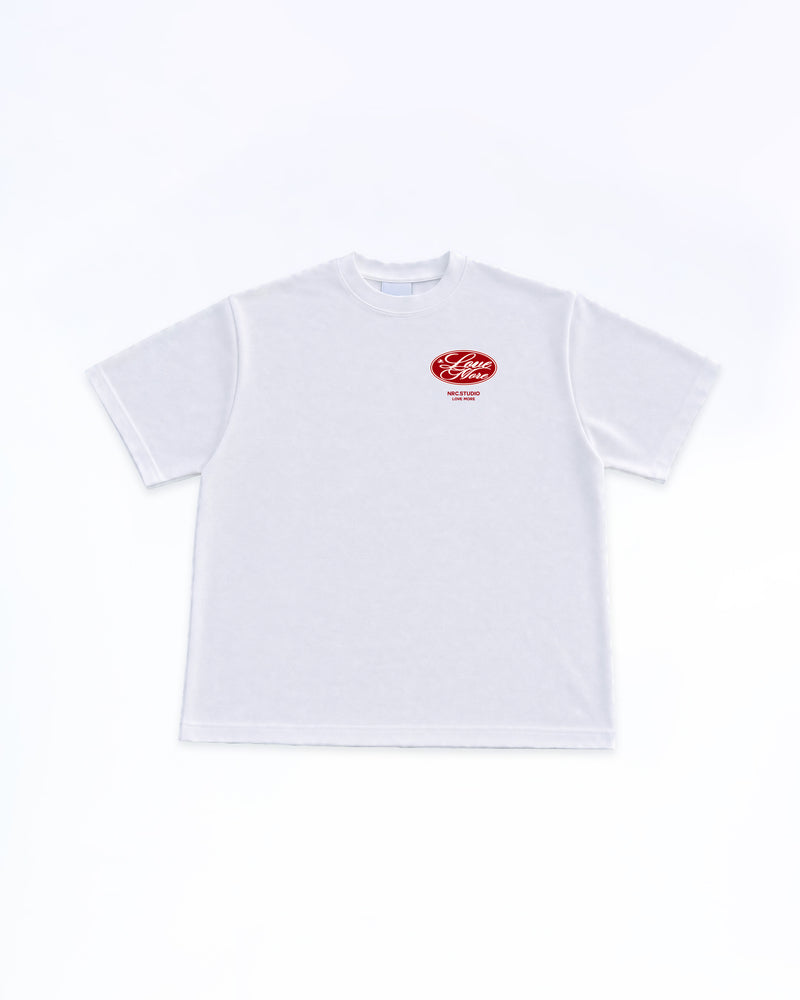 LOVE MORE PATCH RED TEE WHITE