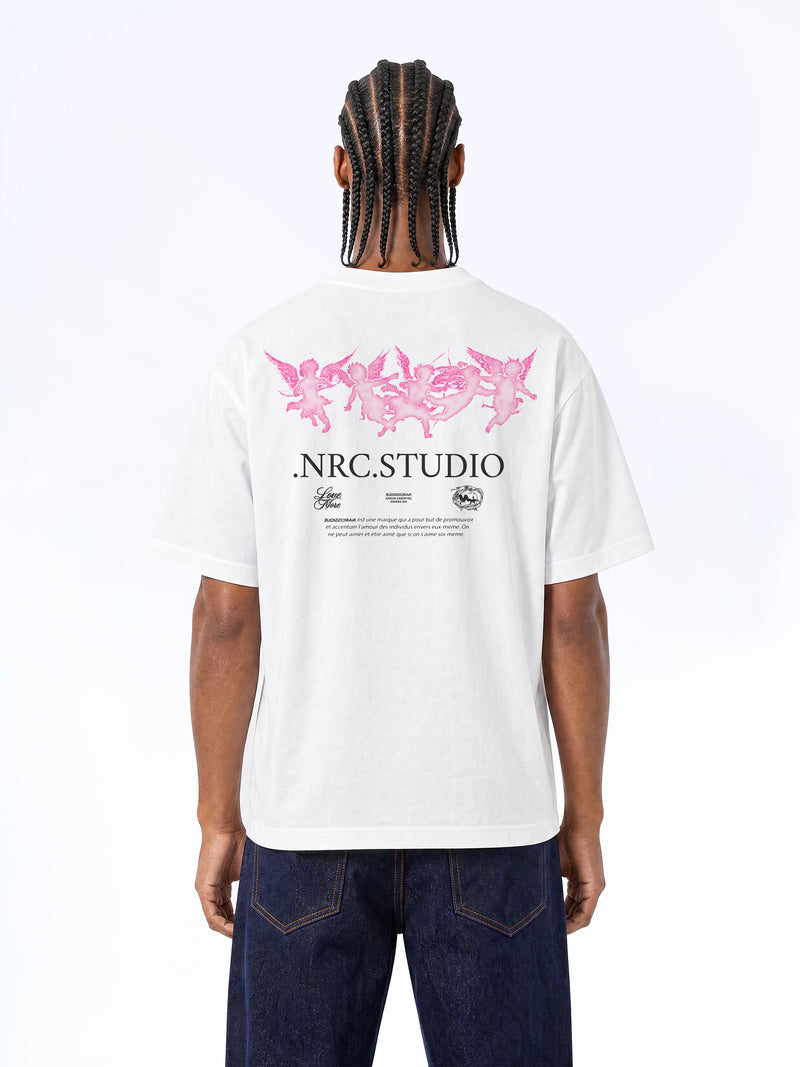 NRC STUDIO PINK TEE WHITE