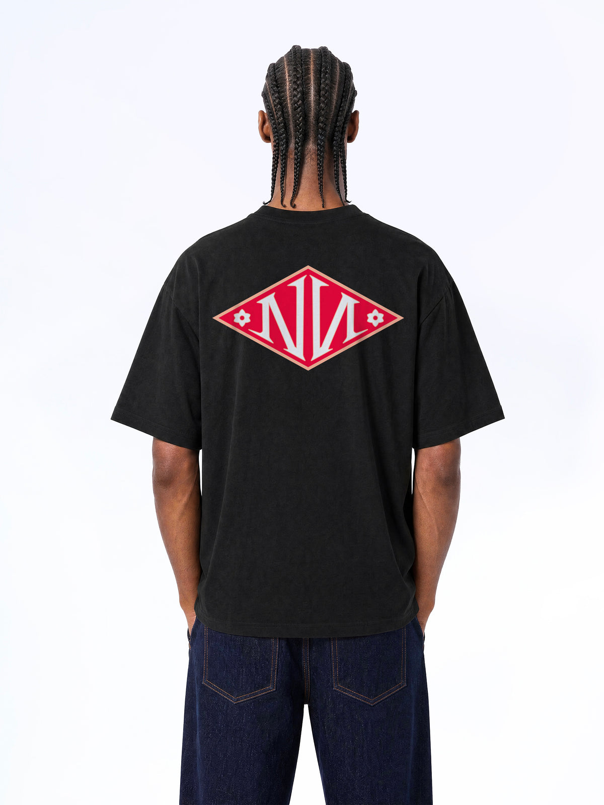 N Monogram Red TEE BLACK